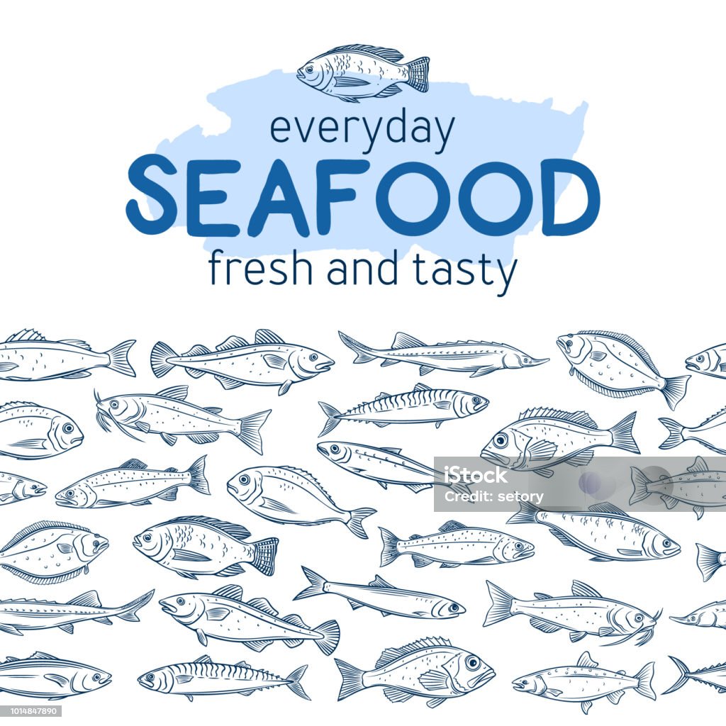 Seamleess poisson de frontière. - clipart vectoriel de Poisson libre de droits