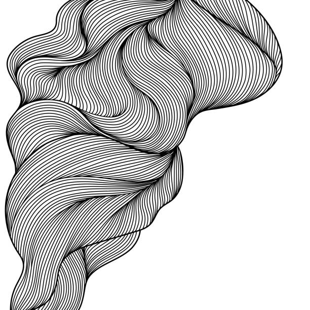 Background with wave line curls Background with wave line curls. Monochrome stripes black and white texture. cloud outline background stock illustrations