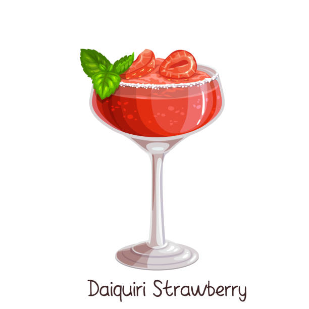 erdbeer-daiquiri cocktai - strawberry daiquiri stock-grafiken, -clipart, -cartoons und -symbole