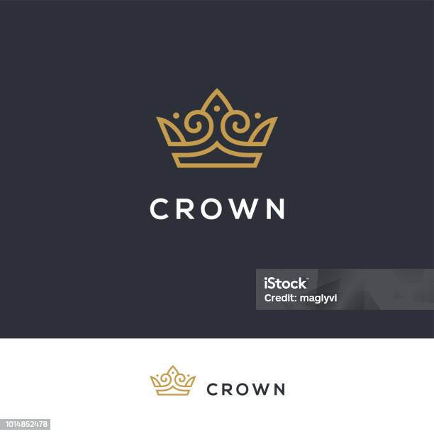 Linear Elegant Crown Icon Stock Illustration - Download Image Now - Crown - Headwear, Icon Symbol, Line Art