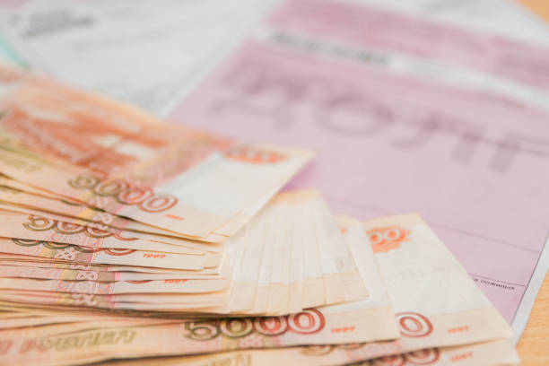 istock Russian money five thousand roubles with payment receipts 1014873160