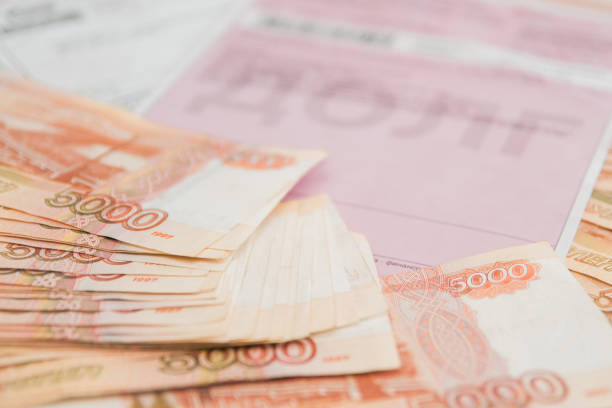 istock Russian money five thousand roubles with payment receipts 1014873184
