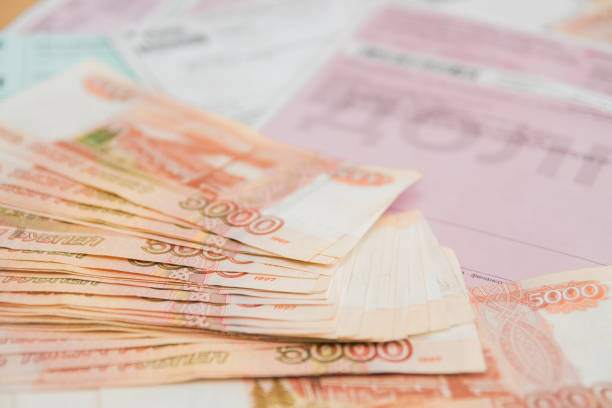 istock Russian money five thousand roubles with payment receipts 1014873198