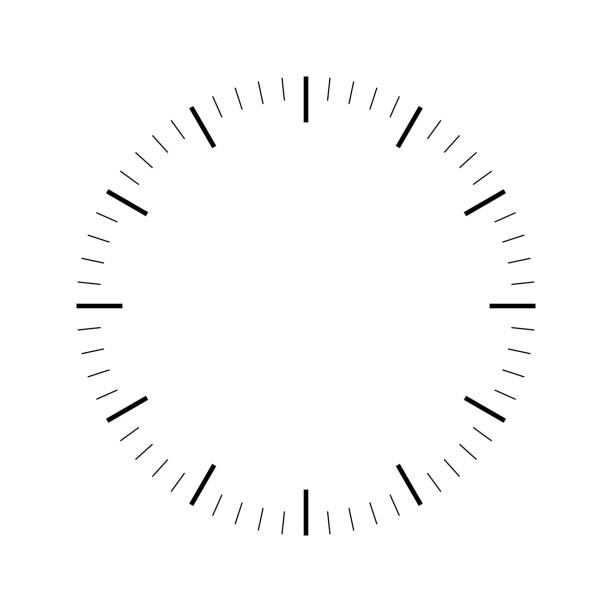 illustrations, cliparts, dessins animés et icônes de face de l’horloge. cadran blanc heure. tirets marquent les heures et les minutes. illustration vectorielle plane simple - clock hand illustrations