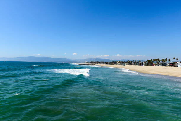 playa de venice en los ángeles, ca, usa - venice california santa monica pier sunset beach fotografías e imágenes de stock