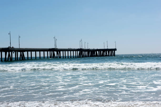 playa de venice en los ángeles, ca, usa - venice california santa monica pier sunset beach fotografías e imágenes de stock