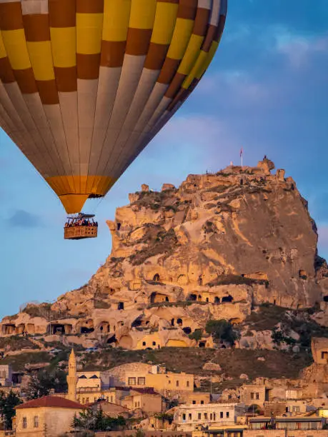 Hot air balloon at Cappadocia on sunsetHot air balloon at Cappadocia on sunset