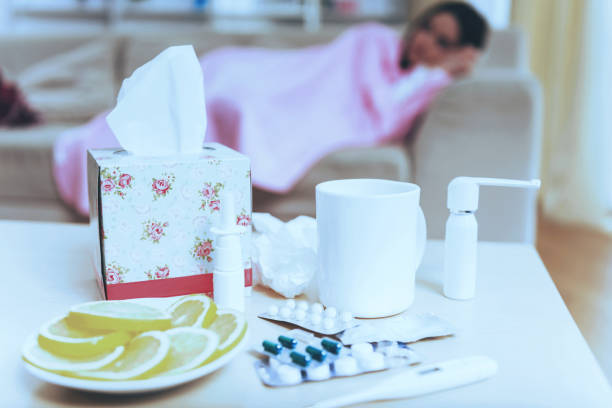 istock Pills Tea Lemon and Napkins. 1014887706