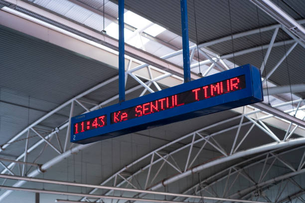 istock Platfrom information board shown next time bound for Sentul Timur in Kuala lumpur 1014888738