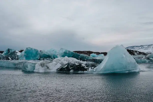 Some Icebergs in Jökulsárlón glacier lagoon in Iceland