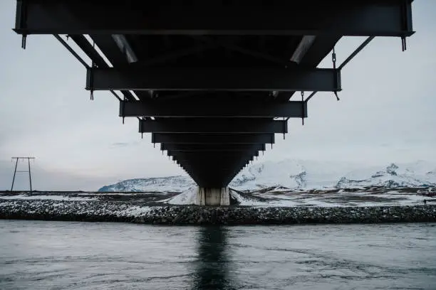 A bridge at Diamond beach in Iceland