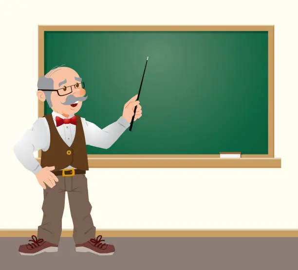 Vector illustration of Senior Professor Giving a Lecture