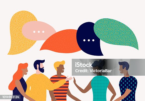 istock Flat style vector illustration, discuss social network, news, chat, dialogue speech bubbles 1014903134