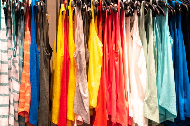 istock Hanging T-shirts in a row 1014911986