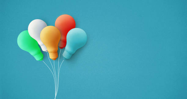 Colorful balloon light bulb on pastel background.business creativity idea