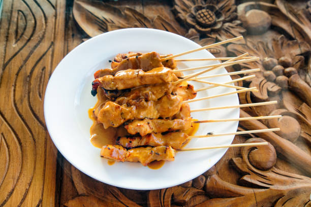 istock Indonesian grilled satay chicken skewer dish ready to serve 1014915414