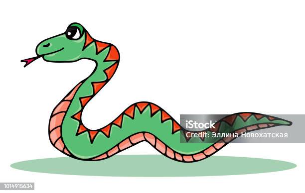 Cute Colorful Snake Isolated On The White Background Stock Illustration - Download Image Now