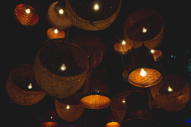 istock Decorative lamps of basketry decor style in night light 1014929708