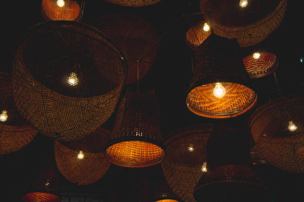 istock Decorative lamps of basketry decor style in night light 1014929720