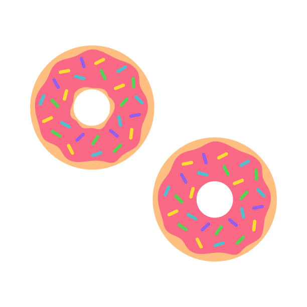 rosa donut. süße krapfen mit rosa glasur isoliert auf weißem hintergrund. vektor-illustration. - sprinkles isolated white multi colored stock-grafiken, -clipart, -cartoons und -symbole