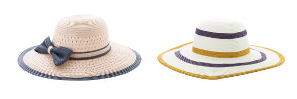 istock Pretty straw hat isolated on white background, Brown straw hat on white. 1014931194