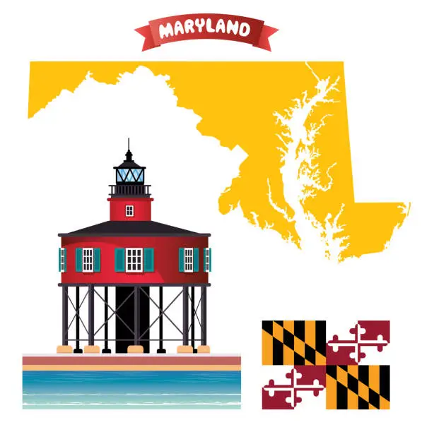 Vector illustration of Baltimore Red Lighthouse