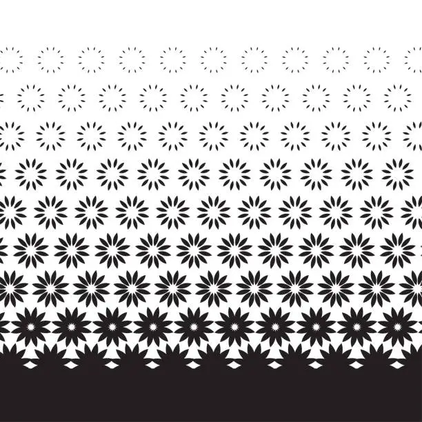 Vector illustration of Geometric degrade motif in white and black