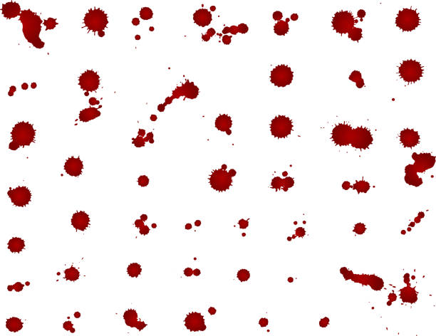 Messy blood blot collection, red drops on white background. Vector illustration, maniac style, isolated Messy blood blot collection, red drops on white background. Vector illustration, maniac style, isolated human blood stock illustrations