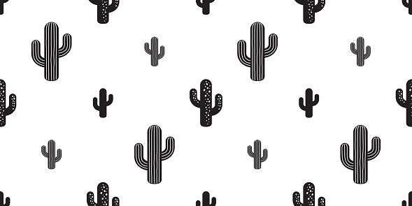 cactus seamless pattern vector flower isolated plant garden Desert botanica summer background repeat wallpaper