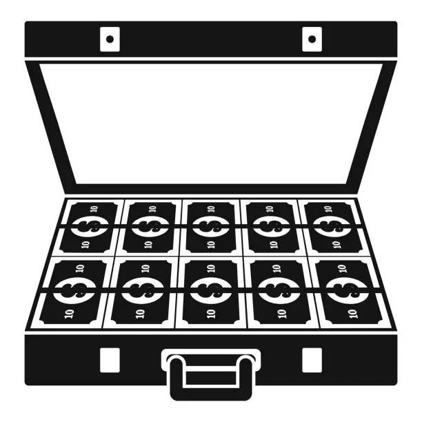 Vector illustration of Suitcase money icon, simple black style