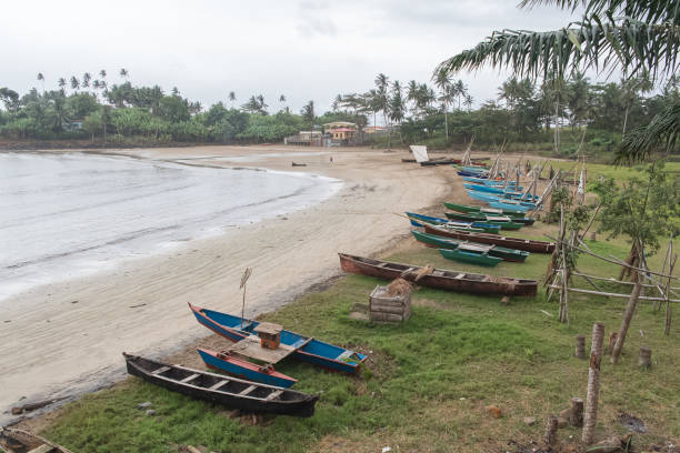istock Sao Tome, dugouts on the beach 1014984018