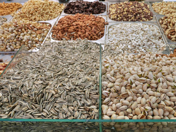 nuts and seeds in a bulk food store