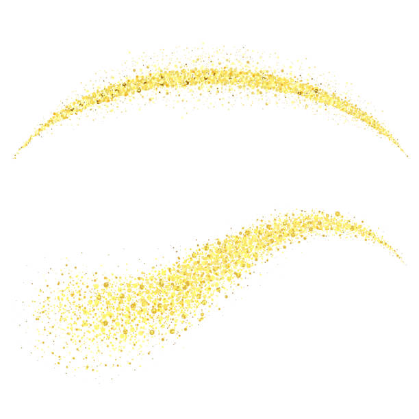 illustrazioni stock, clip art, cartoni animati e icone di tendenza di polvere di stelle d'oro, gold glitter wave. spray lucido. coda di meteorite gialla. vettore - christmas backgrounds glitter star shape