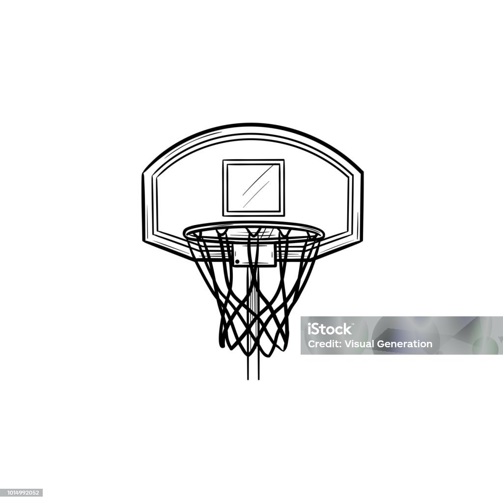 Basketball hoop and net hand drawn outline doodle icon Basketball hoop and net hand drawn outline doodle icon. Basketball equipment, game goal, competition concept. Vector sketch illustration for print, web, mobile and infographics on white background. Basketball Hoop stock vector