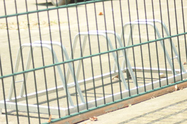 istock Outdoor metal bicycle tyre parking 1014992330