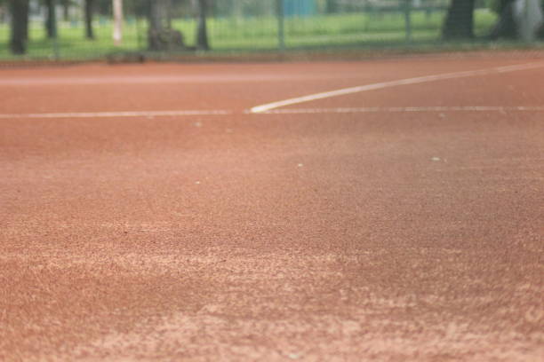 istock Tennis court with nets and posts 1014998728