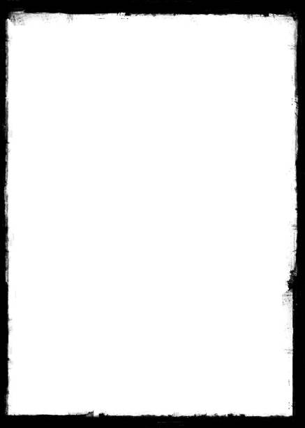 marco de frontera grunge con pinceladas pintadas negro oscuro - técnica de textura grunge fotos fotografías e imágenes de stock