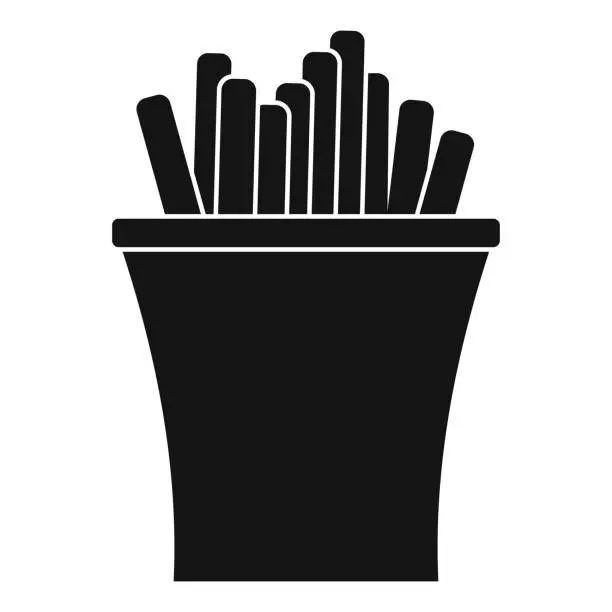 Vector illustration of French fries icon, simple black style