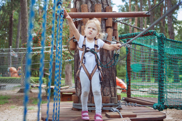 istock Brave little girl passes an obstacle. 1015038018