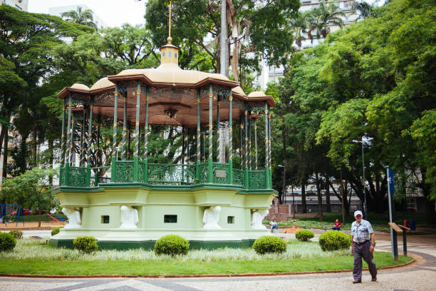 Campinas, SP, Brazil - November 24, 2013: Bandstand of Carlos Gomes Square in Campinas. Campinas, SP, Brazil - November 24, 2013: Bandstand of Carlos Gomes Square in Campinas. Tourist spot located in the heart of the city, with lots of green and typical trees of the region, such as the Jequitibá. The name is a tribute to the great Brazilian composer. campinas photos stock pictures, royalty-free photos & images