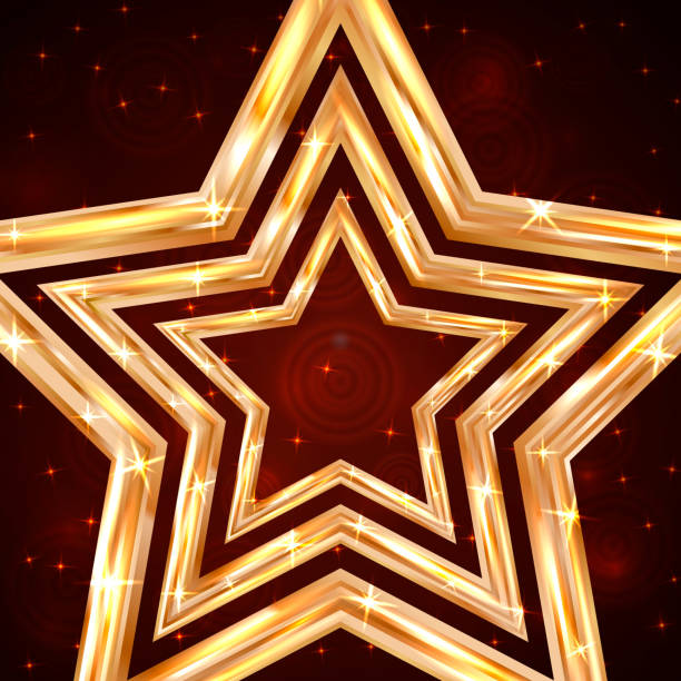 istock Bright golden stars on a dark red bokeh background with sparkling particles. Luxury gold vector illustration. Disco party concept.Design template for your artworks. 1015041710