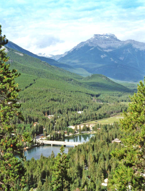 istock Bow River bridge and Banff town from above 1015041882
