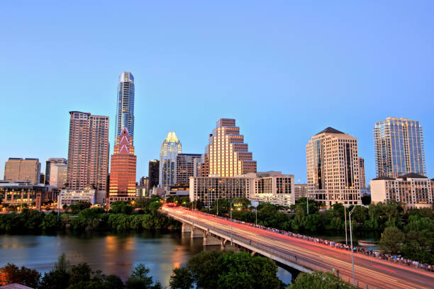 istock Austin Downtown Skyline Illuminated at Blue Hour 1015055168