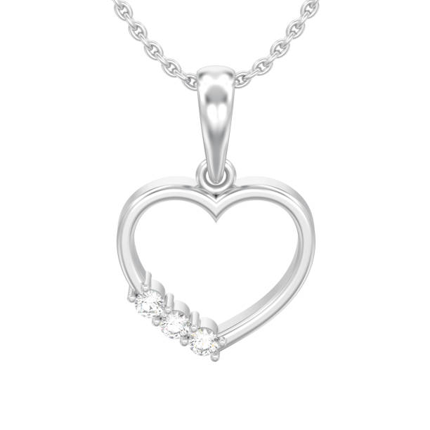 istock 3D illustration isolated white gold or silver diamond heart necklace on chain 1015055482