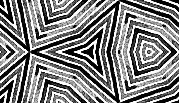 istock Dark black and white Geometric Watercolor. Decent Seamless Pattern. Hand Drawn Stripes. Brush Textur 1015055774