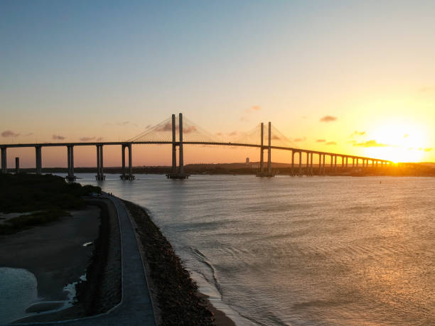 Ponte Newton Navarro bridge on sunset, landmark in Natal, Rio Grande do Norte, Brazil stock photo