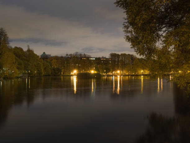 istock Pond in the park at night. 1015064332