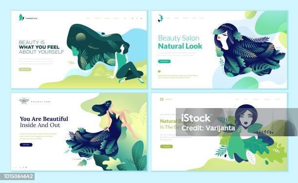 Set Of Web Page Design Templates For Beauty Spa Wellness Natural Products Cosmetics Body Care Healthy Life Stock Illustration - Download Image Now