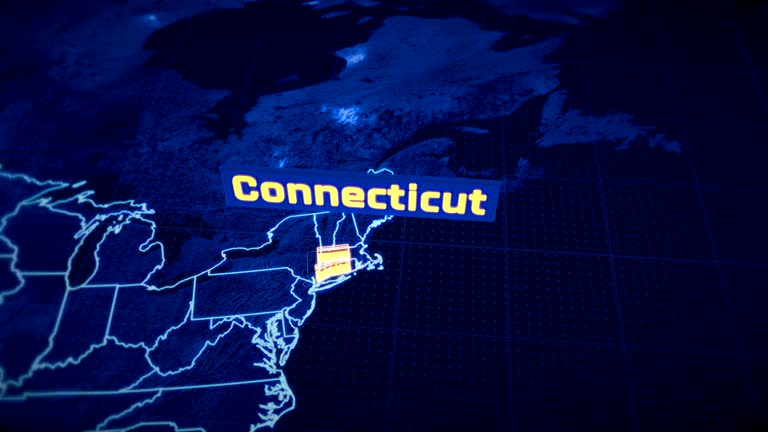 US Connecticut state border 3D visualization, modern map outline, travel