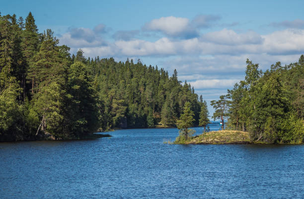 istock Two green islands separated by a channel 1015072850